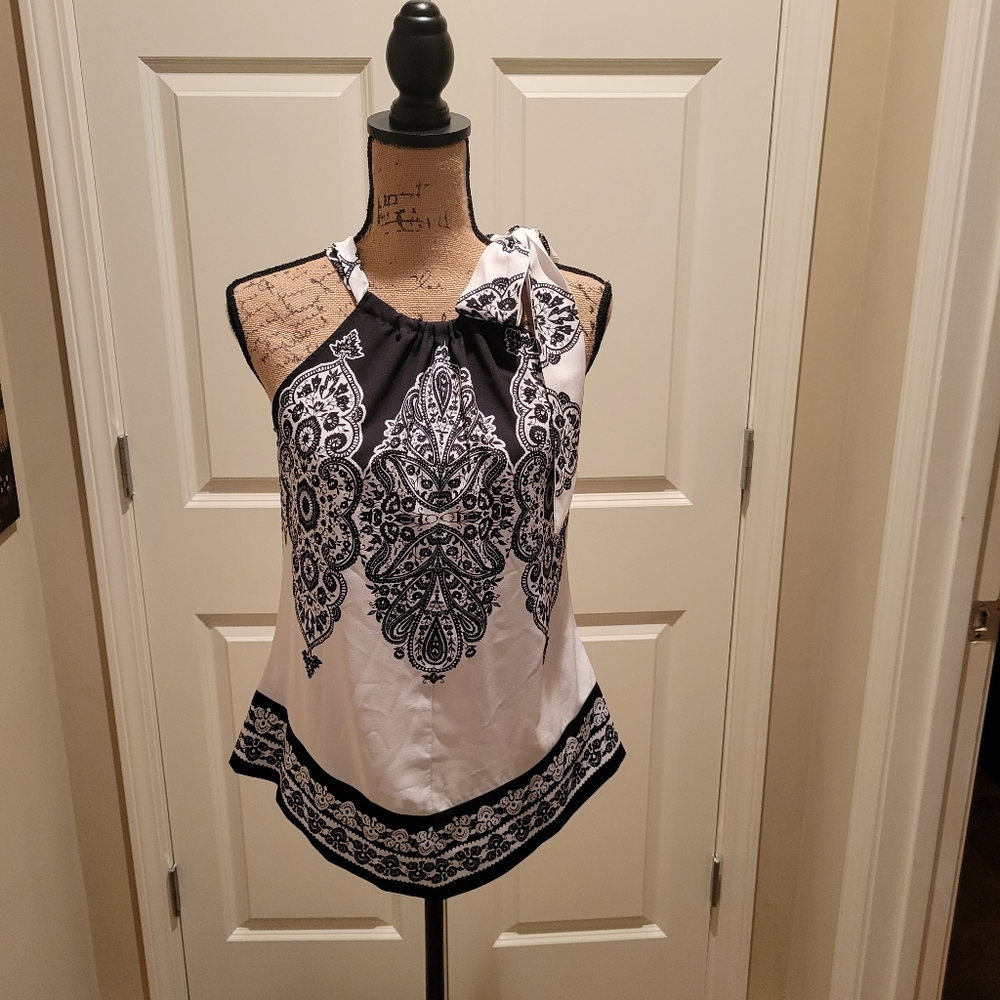 NWT WOMAN'S halter top with bow as tie on one shoulder 100% polyester